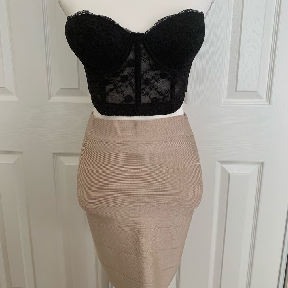 Bebe bandage nude skirt